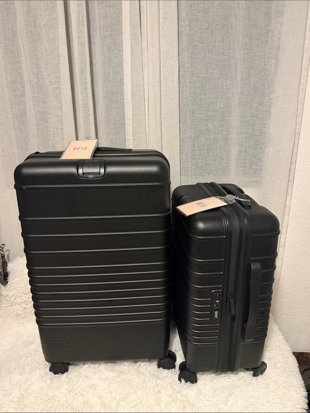 BEIS Black Textured Hardshell Luggage Set - Spinner Carry-On & Checked